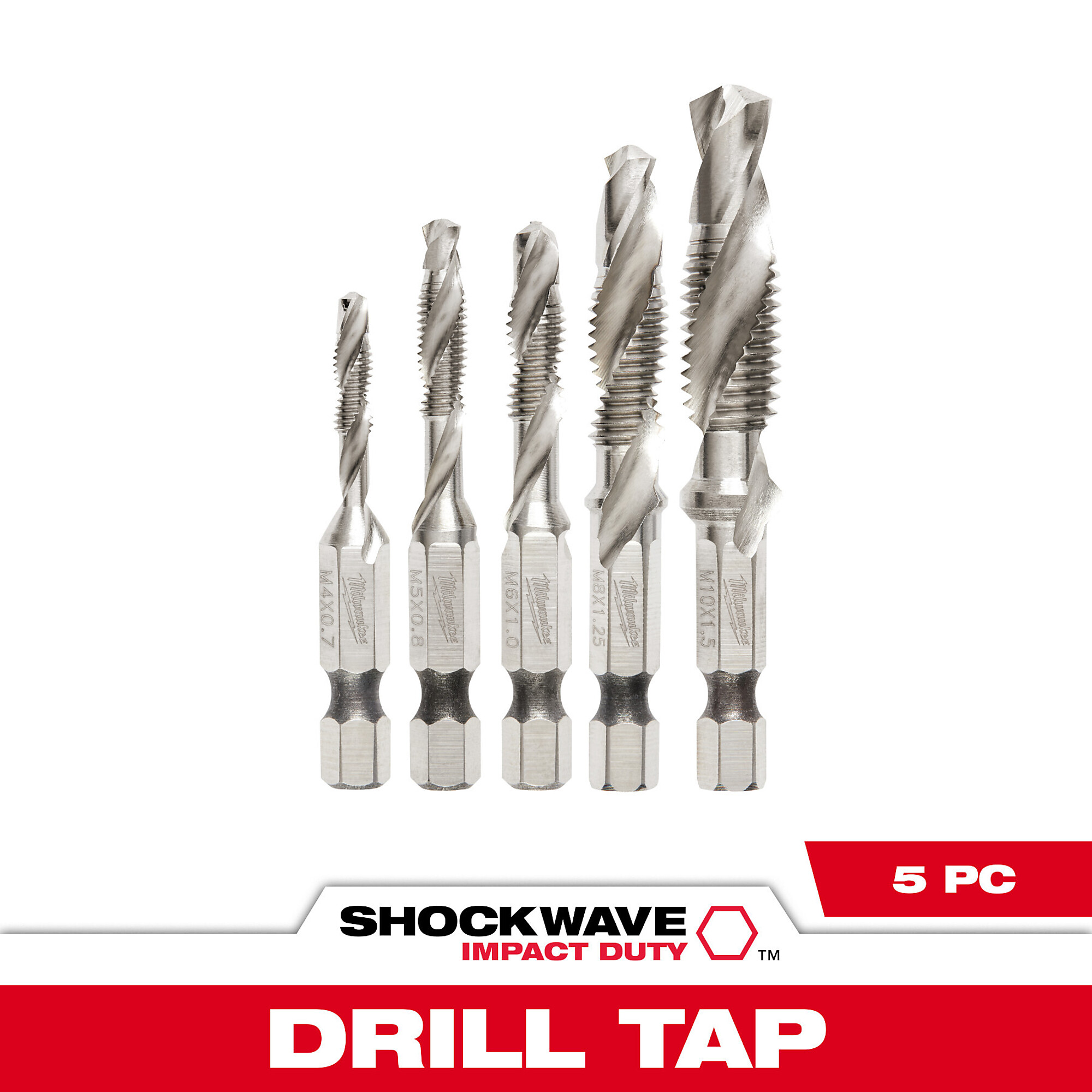 Milwaukee Shockwave Metric Impact Drill Tap Set, 5-Pc., Model# 8-89-4875